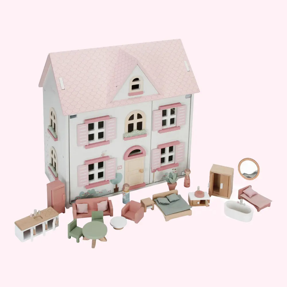 Wooden Doll House with Furniture