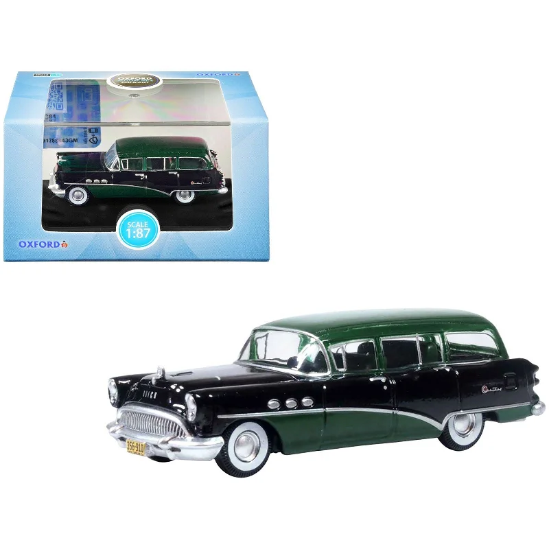 1954 Buick Century Estate Wagon Baffin Green and Carlsbad Black 1/87 (HO) Scale Diecast Model Car by Oxford Diecast 1954 Buick Century Estate Wagon Baffin Green and Carlsbad Black 1/87 (HO) Scale Diecast Model Car by Oxford Diecast
