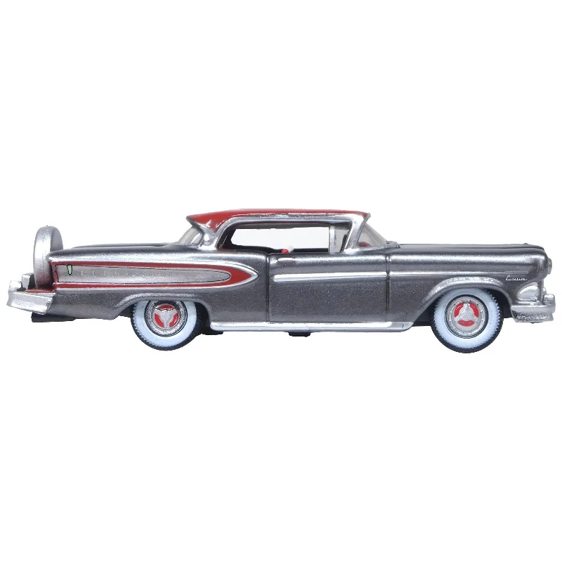 1958 Edsel Citation Silver Gray Metallic with Ember Red Top and Red Interior 1/87 (HO) Scale Diecast Model Car by Oxford Diecast 1958 Edsel Citation Silver Gray Metallic with Ember Red Top and Red Interior 1/87 (HO) Scale Diecast Model Car by Oxford Diecast