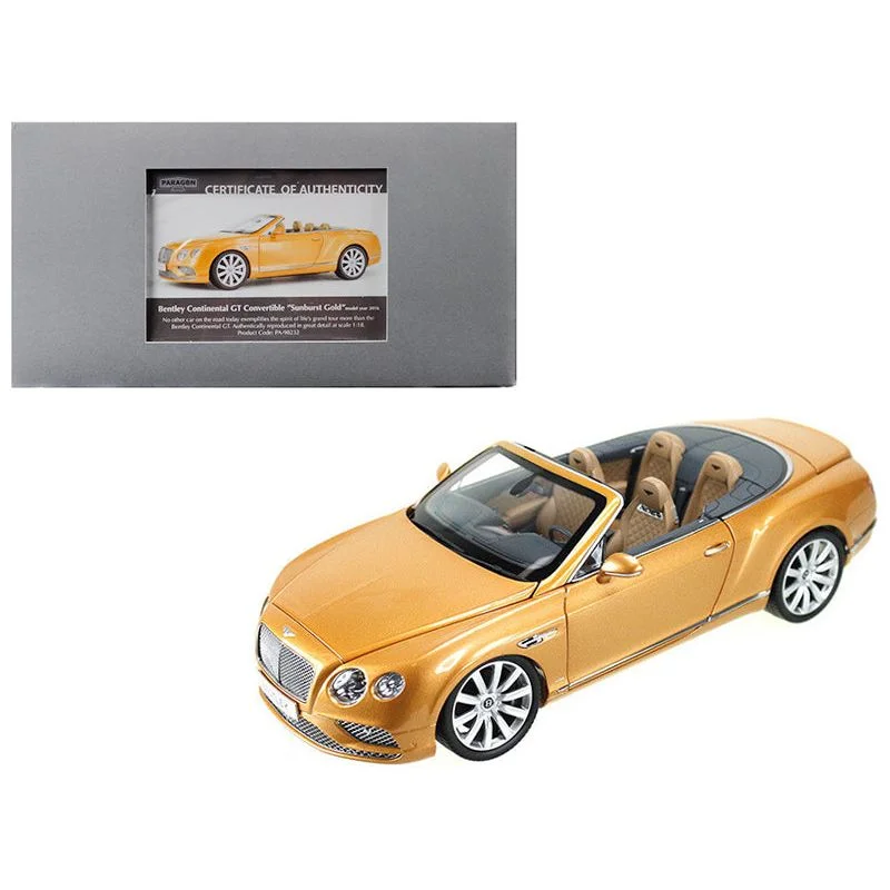2016 Bentley Continental GT Convertible LHD Sunburst Gold 1/18 Diecast Model Car by Paragon 2016 Bentley Continental GT Convertible LHD Sunburst Gold 1/18 Diecast Model Car by Paragon