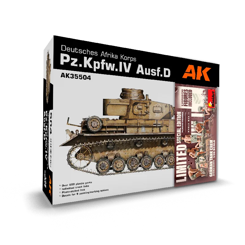 AK Interactive 1/35 scale WW2 German PZ.KPFW.IV AUSF.D DEUTSCHE A.K.+ 5 FIGURES GERMAN