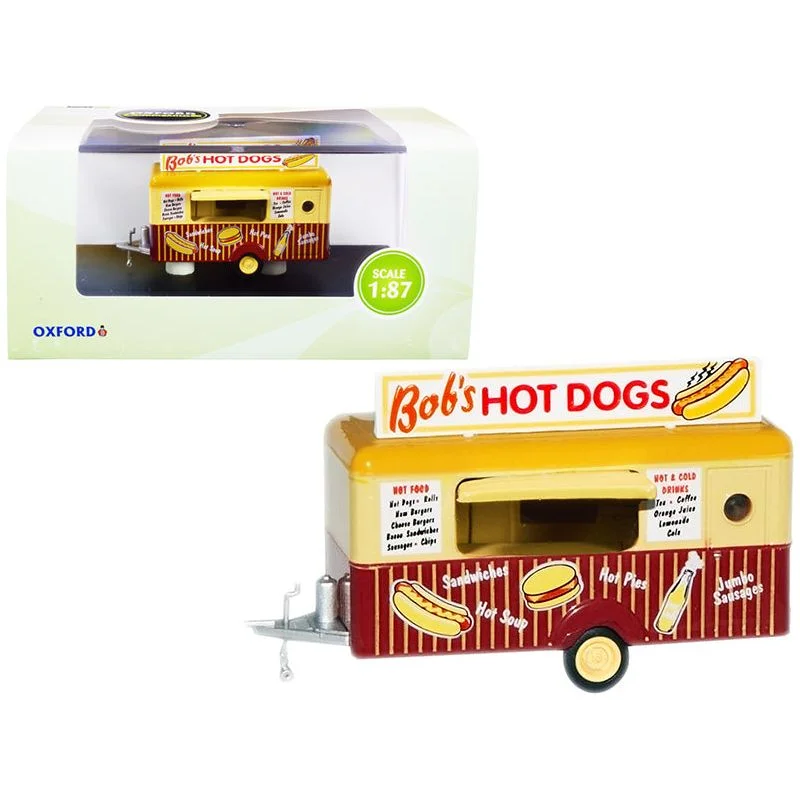 "Bob's Hot Dogs" Mobile Food Trailer 1/87 (HO) Scale Diecast Model by Oxford Diecast "Bob's Hot Dogs" Mobile Food Trailer 1/87 (HO) Scale Diecast Model by Oxford Diecast