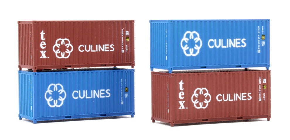 Dapol 2F-028-210 N Gauge 20ft Container Pack (4) Culines/TBGU