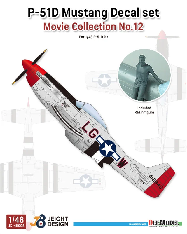 DEF Models 1/48 P-51D Mustang Decal / PE set w/ 1 figure  Movie Collection No.12 (for Tamiya, Etc kit)