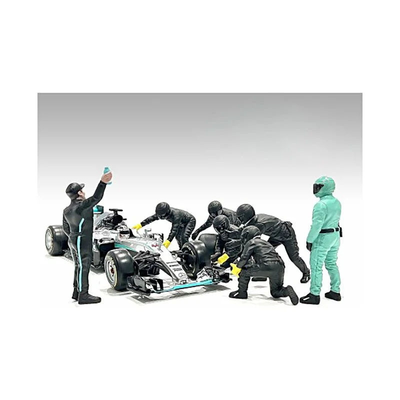Formula One F1 Pit Crew 7 Figure Set Team Black Release III for 1/18 Scale Models by American Diorama Formula One F1 Pit Crew 7 Figure Set Team Black Release III for 1/18 Scale Models by American Diorama