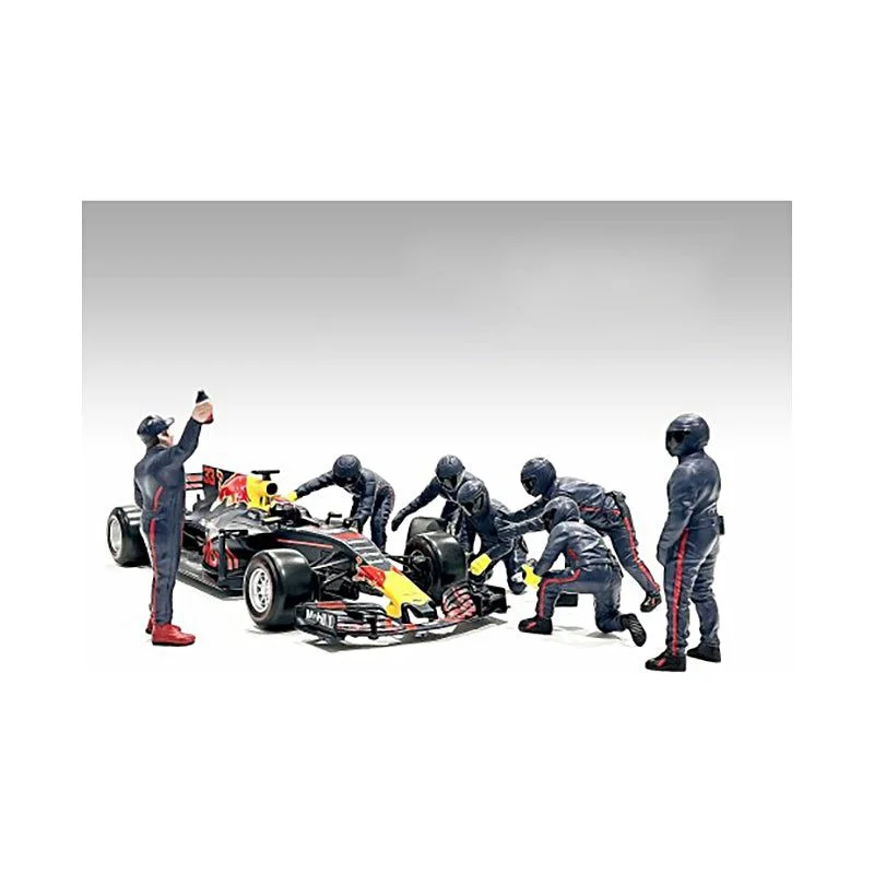Formula One F1 Pit Crew 7 Figure Set Team Blue Release III for 1/43 Scale Models by American Diorama Formula One F1 Pit Crew 7 Figure Set Team Blue Release III for 1/43 Scale Models by American Diorama