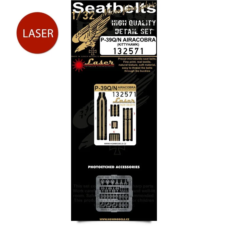 HGW 1/32 Seatbelts for P-39Q/N Airacobra by KittyHawk - 132571