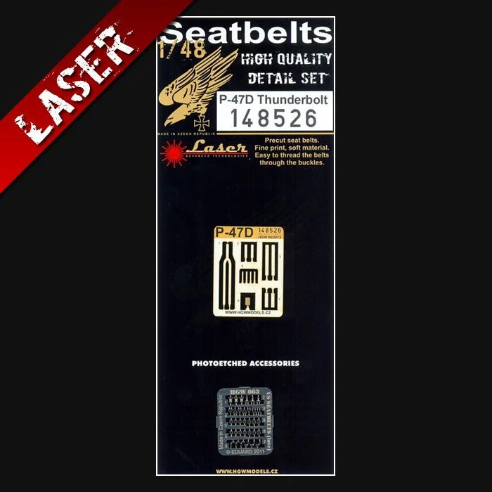 HGW 1/48 scale Pre-cut Seatbelts for Tamiya P-47 Thunderbolt - 148526