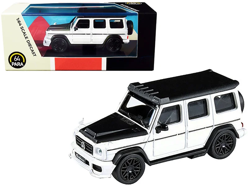Mercedes AMG G63 Liberty Walk Wagon White with Black Hood and Top 1/64 Diecast Model Car by Paragon Mercedes AMG G63 Liberty Walk Wagon White with Black Hood and Top 1/64 Diecast Model Car by Paragon