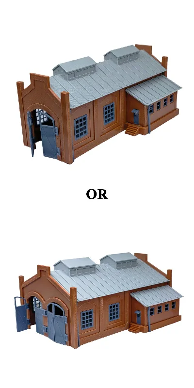 Outland Models Railroad Layout Locomotive Shed/Engine House (1/2-Stall) HO Scale