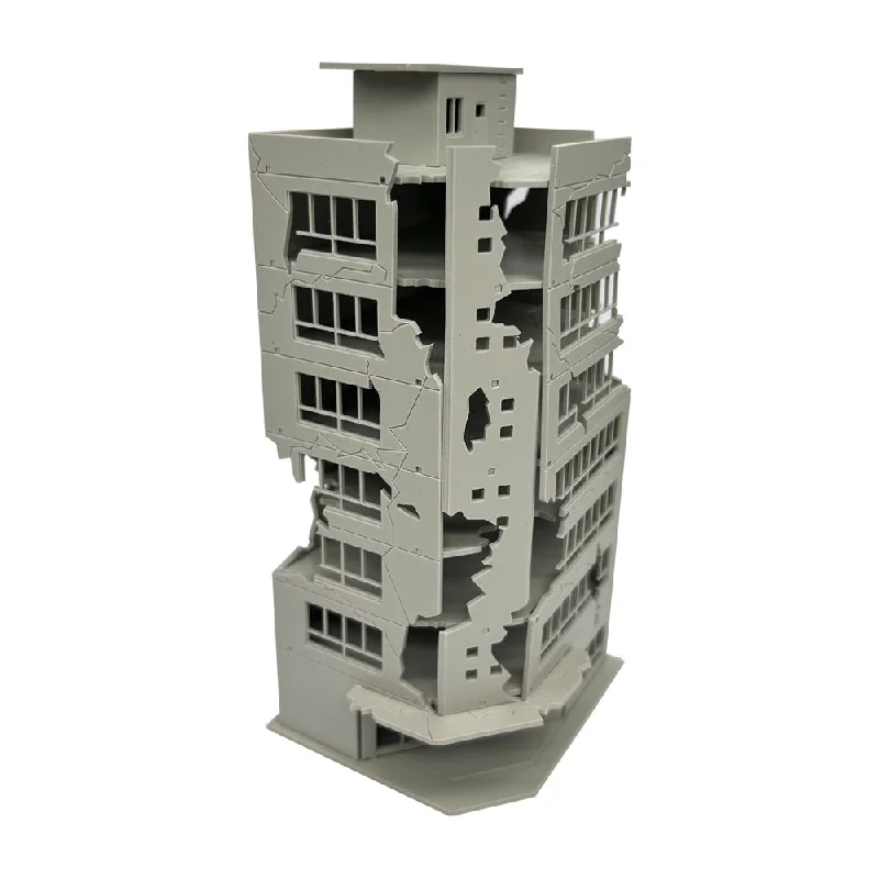 Outland Models Railway Scenery Damaged/Abandoned Corner Building(tall)  N Scale