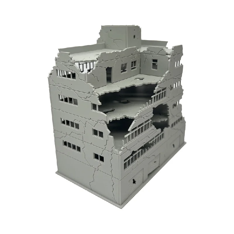 Outland Models Railway Scenery Damaged/Abandoned Corner Building(wide)  N Scale