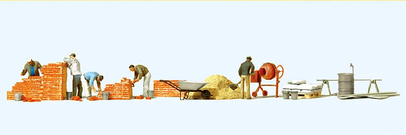 Preiser Bricklayers (5) with Accessories Exclusive Figure Set PR10542