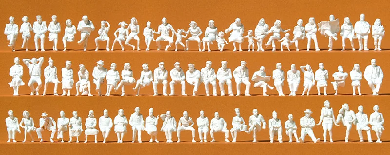 Preiser Seated People (72) Unpainted Figures PR16358