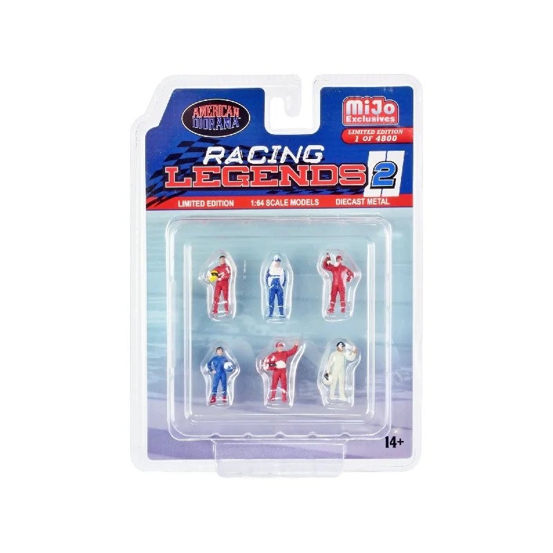 "Racing Legends 2" 6 piece Diecast Set (6 Driver Figures) Limited Edition to 4800 pieces Worldwide for 1/64 Scale Models by American Diorama "Racing Legends 2" 6 piece Diecast Set (6 Driver Figures) Limited Edition to 4800 pieces Worldwide for 1/64 Scale Models by American Diorama
