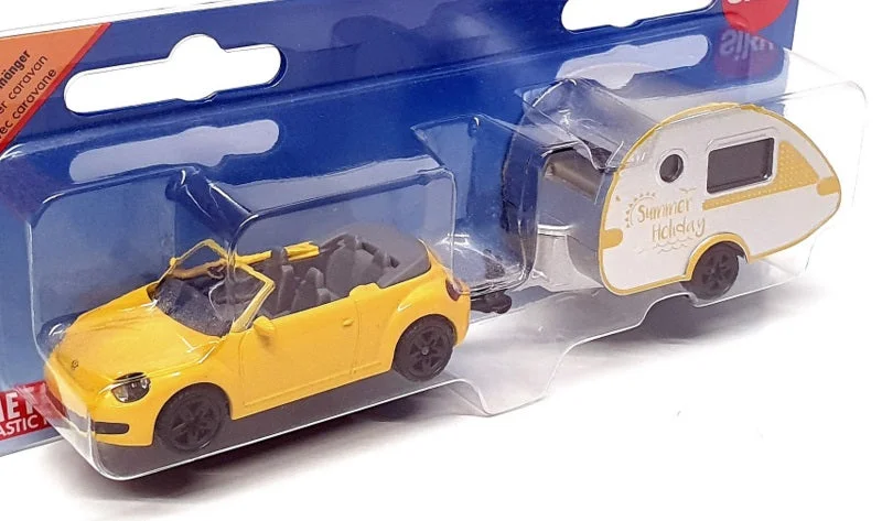 Siku 1/55 Scale 1629 - VW Volkswagen Beetle & Caravan - Yellow