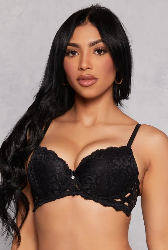 Caged Side Lace Plunge Bra