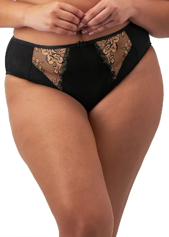 Elomi Teagan Black Almond High Leg Brief Panty 302653