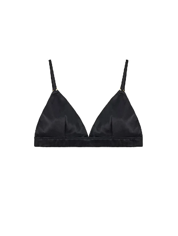 Fleur Du Jour Black Silk Triangle Bra