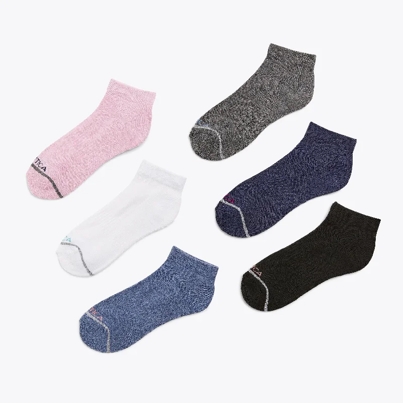 Nautica Womens Athletic Quarter Socks, 6-Pack