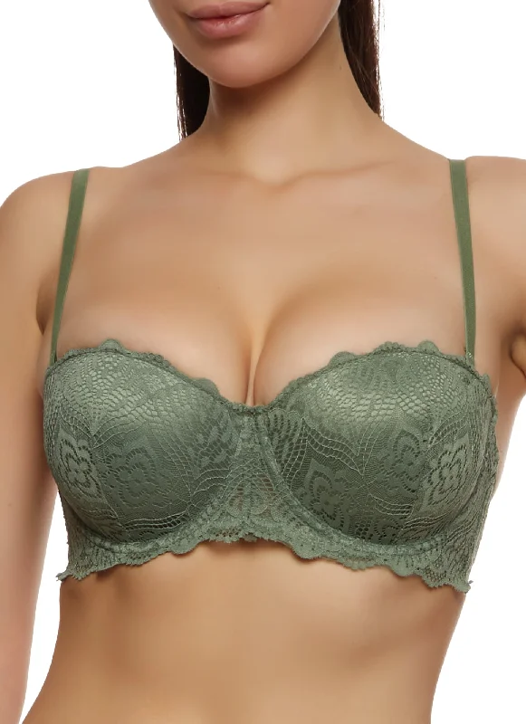 Scalloped Lace Push Up Balconette Bra | Converts to Strapless