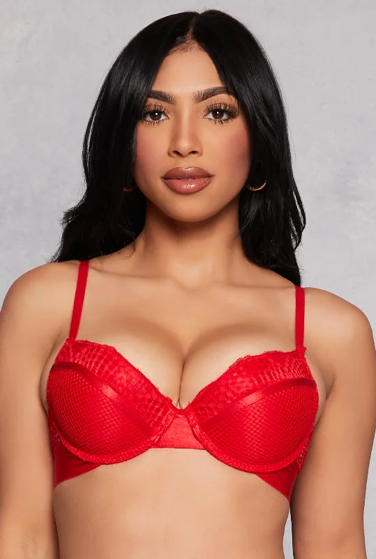 Fishnet Lace Plunge Bra