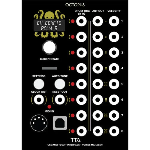 TipTop Audio OCTOPUS ART Controller USB/MIDI to Art Interface + Voice Manager Eurorack Module (18 HP) TipTop Audio OCTOPUS ART Controller USB/MIDI to Art Interface + Voice Manager Eurorack Module (18 HP)