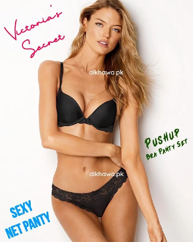 Victoria's Secret - Pushup Soft Padded Bra Panty Set - Plain Bra