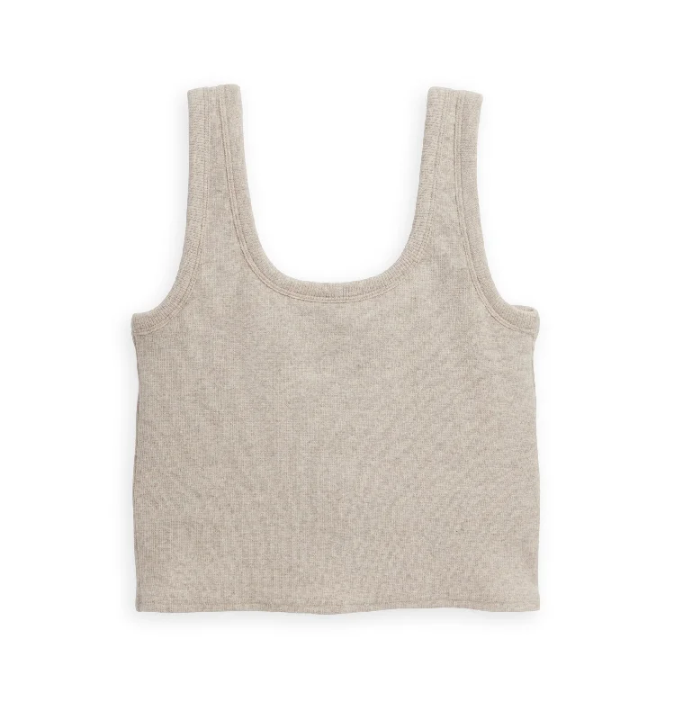 Organic Cotton Rib Scoop Bra Top - Oatmeal