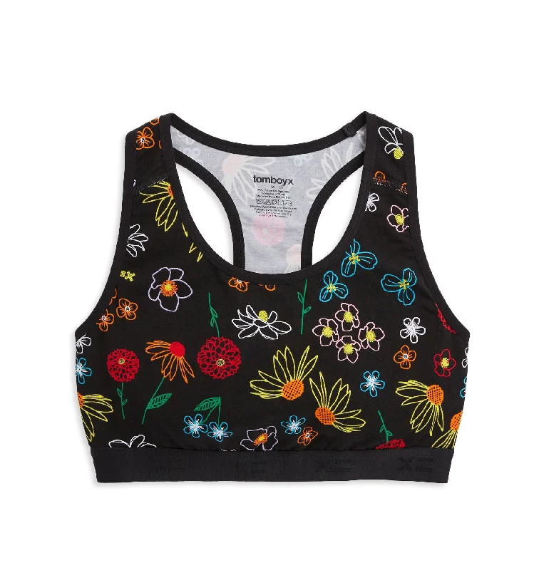 Racerback Soft Bra - Black Floral