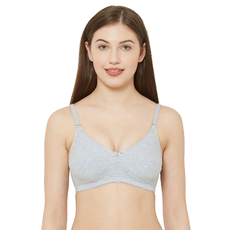 Simran-Non Padded Non Wired Cotton Solid Bra  Grey