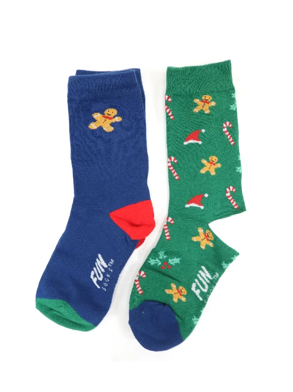 Women's 2 Pair Printed Christmas Socks,Green/Blue