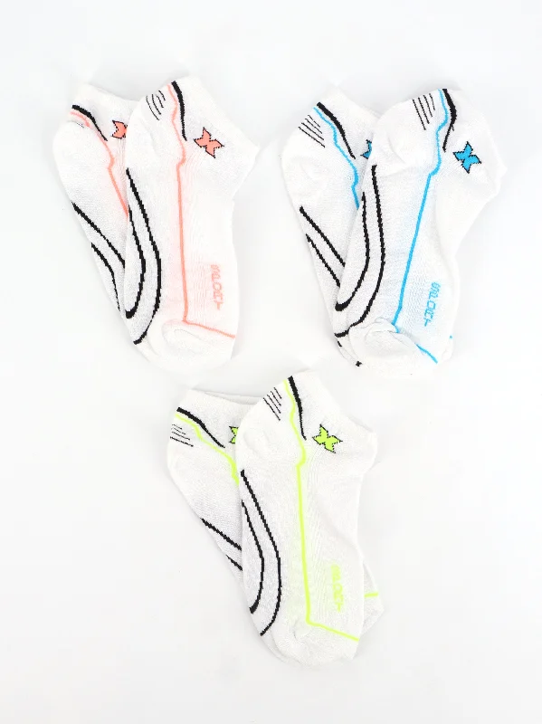 Women's 3 Pairs Printed Socks,White