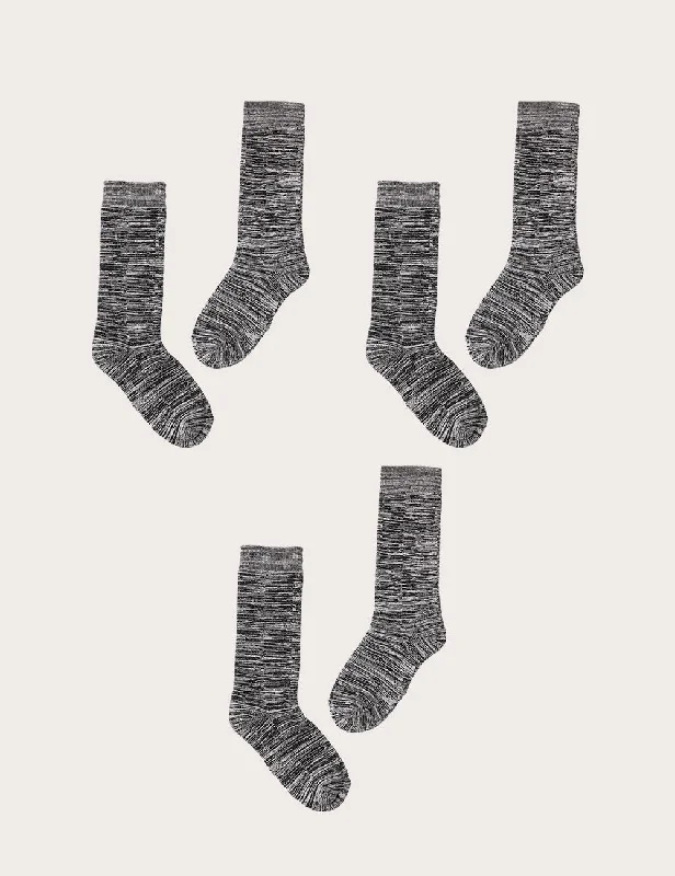 3-Pack Chunky Bed Socks - Black Marl