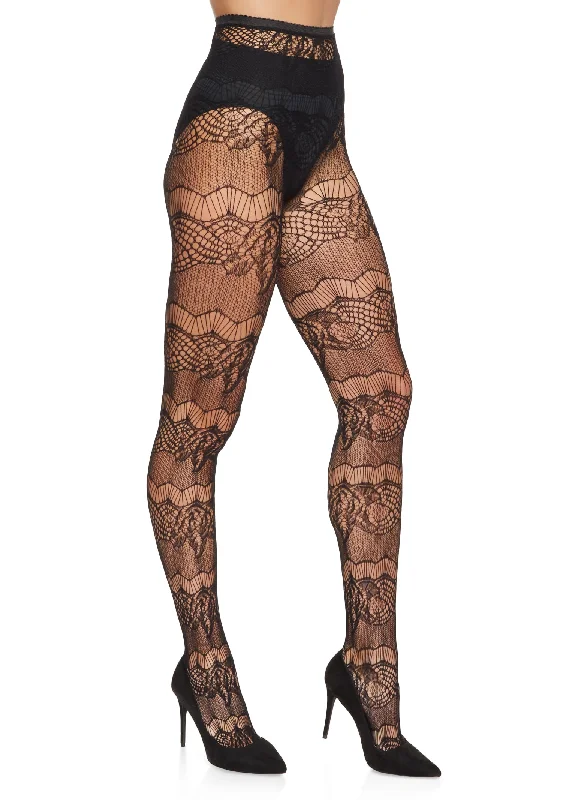 Patterned Detail Fishnet Tights