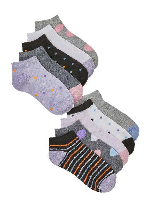 Girls Striped Patterned Socks 10 Pack