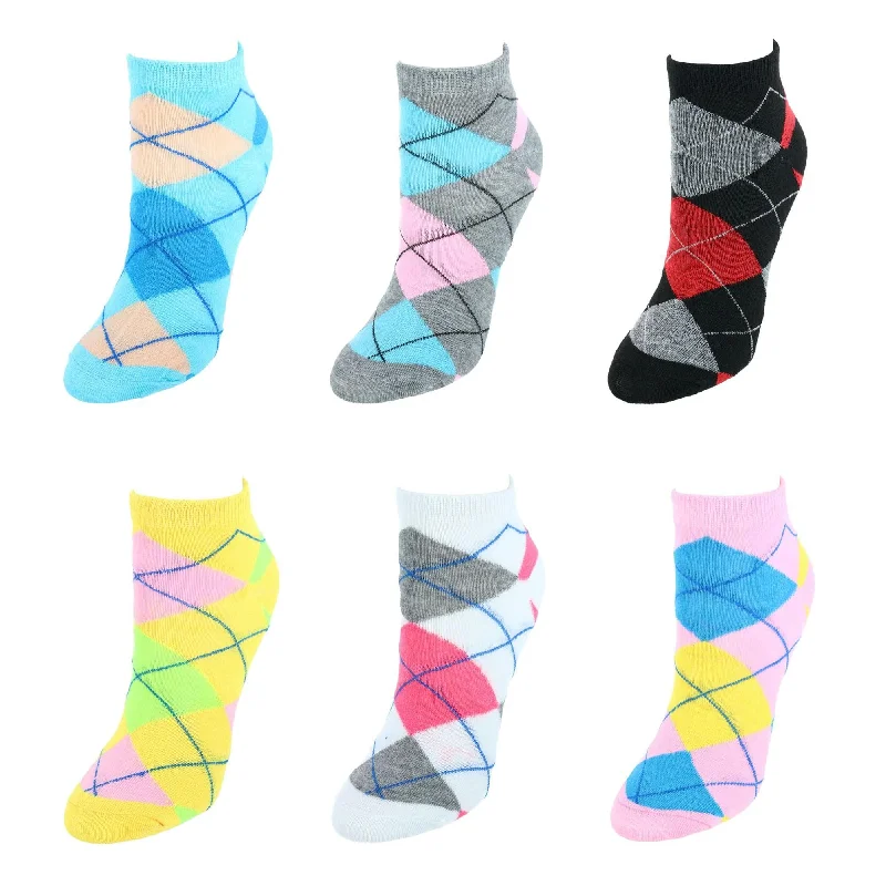 CTM® Women's Argyle Low Cut Socks (6 Pair Pack)