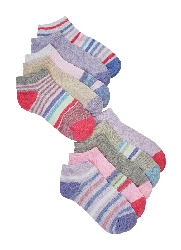 Girls Contrast Striped Socks 10 Pack