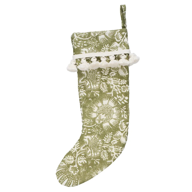 Pomegranate Print Stocking, Olive