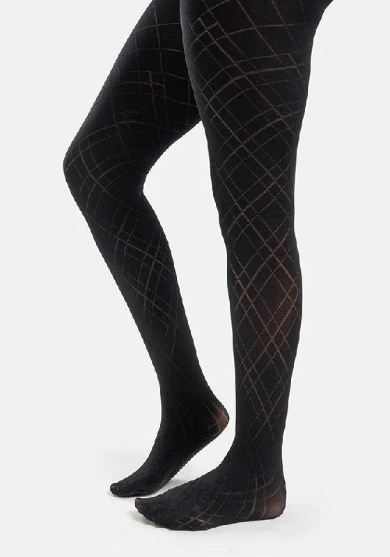 Premium Black Opaque Lattice Tights