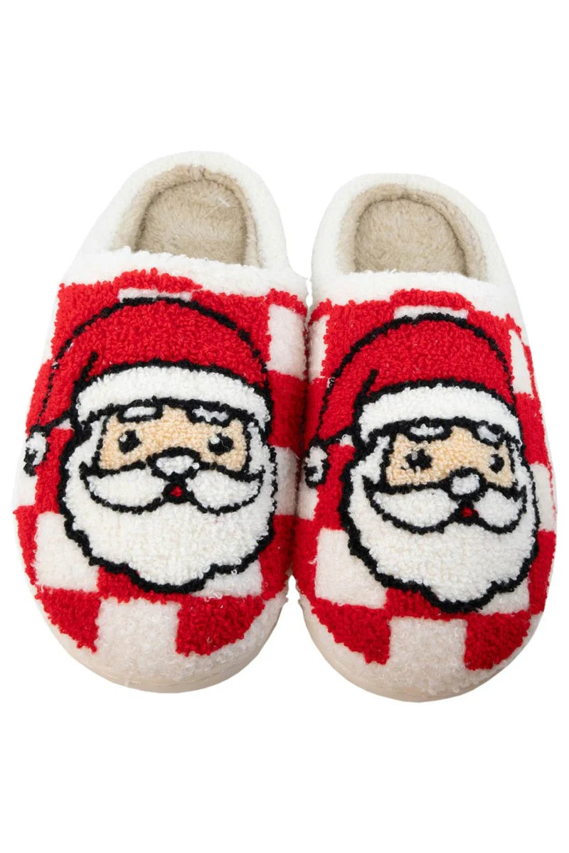 Red Checkered Santa Slippers